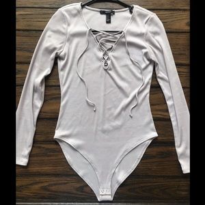 Knit top Bodysuit Long sleeve LightGrey